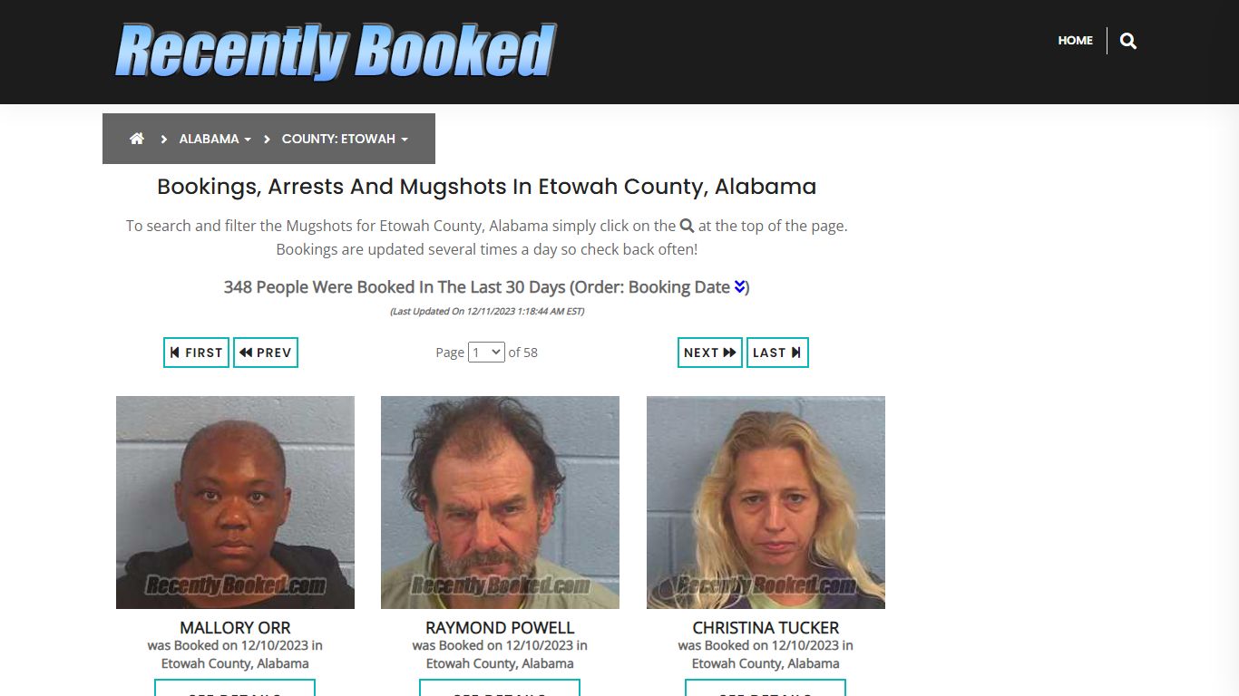 Bookings, Arrests and Mugshots in Etowah County, Alabama